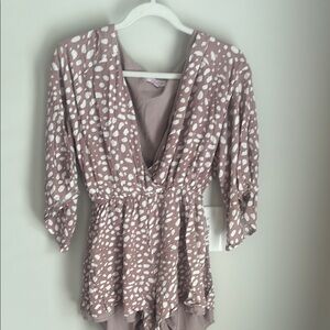 Pink Lily Mauve and White Polka Dot Romper